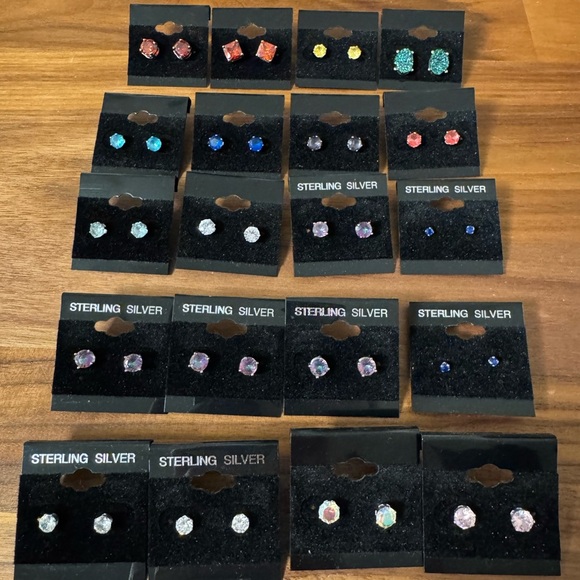 Stud Earrings Set - 20 pairs (8 with 925 posts and 12 stainless steel) - Picture 1 of 3